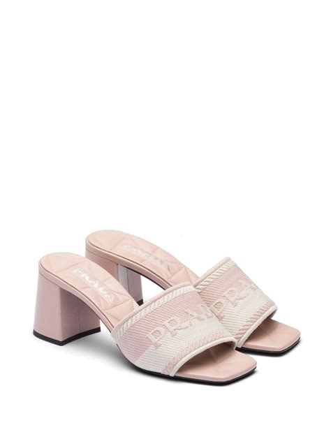 prada logo embroidered nylon sandals|prada platform sandals.